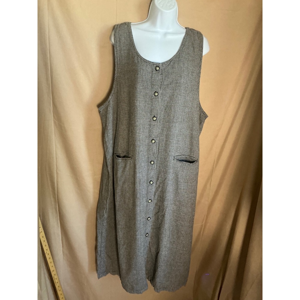 CJ Banks Jumper Dress Womens 22W Black White Excellent Linen Blend Houndstooth
